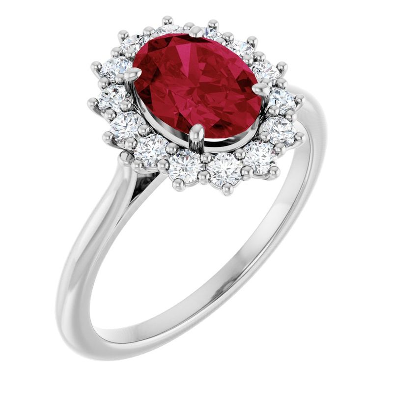 14k White Lab-Grown Ruby 38 Ctw Natural Diamond Ring 1494$